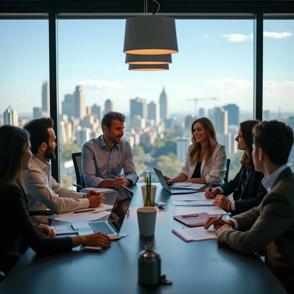 Equipo de consultores en reunión estratégica en Buenos Aires