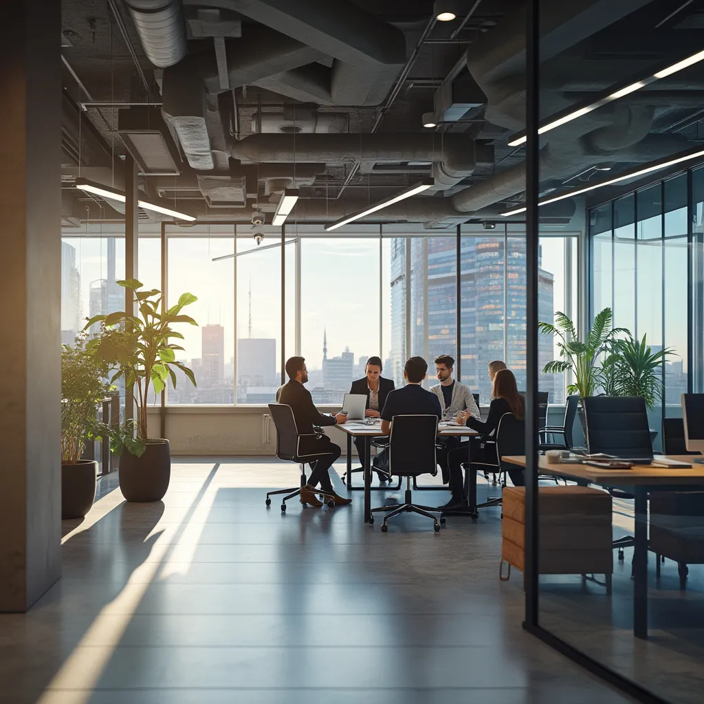 Interior de una oficina de consultoría financiera moderna en Buenos Aires